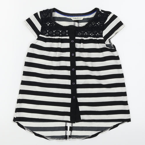Fabulous Girls Black Striped  Basic Blouse Size 6-7 Years