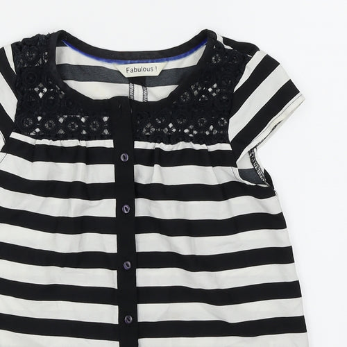 Fabulous Girls Black Striped  Basic Blouse Size 6-7 Years