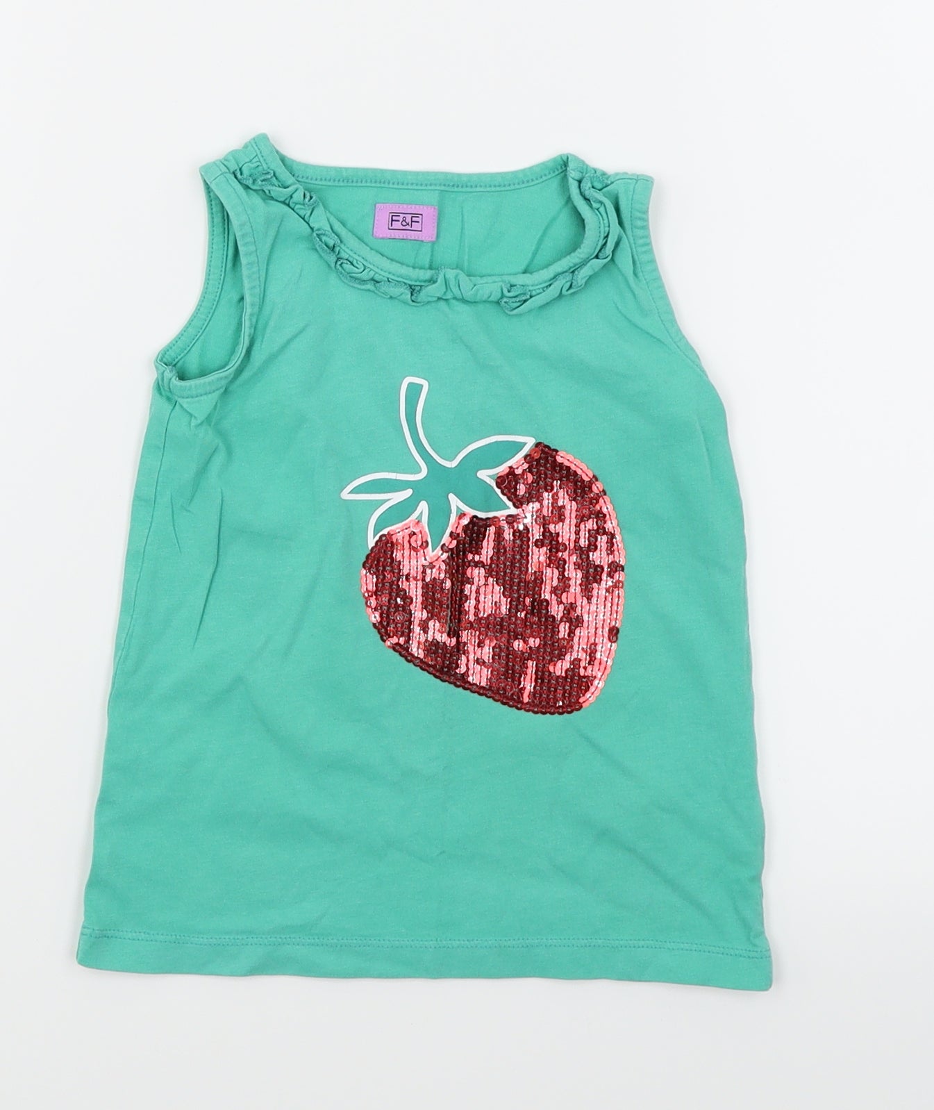 F&F Girls Green   Basic Tank Size 4-5 Years  - Strawberry