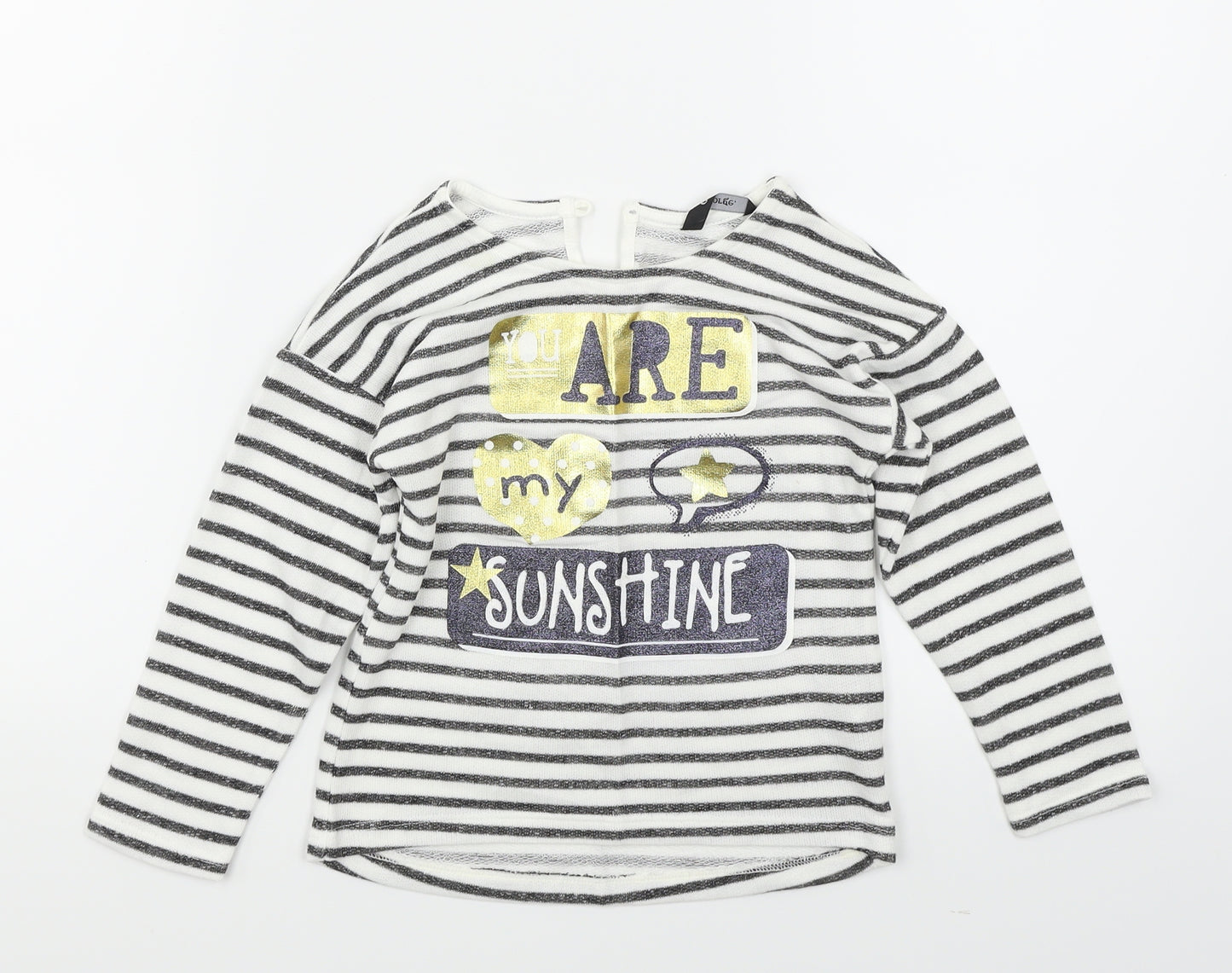 George Girls White Striped  Basic T-Shirt Size 3-4 Years