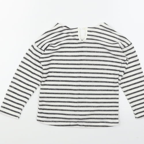 George Girls White Striped  Basic T-Shirt Size 3-4 Years