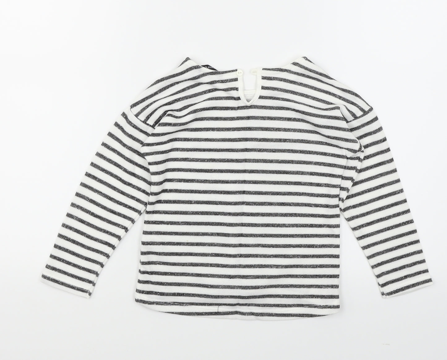 George Girls White Striped  Basic T-Shirt Size 3-4 Years