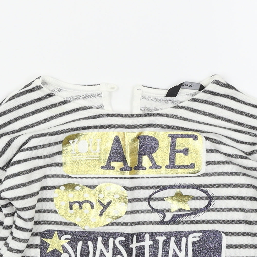 George Girls White Striped  Basic T-Shirt Size 3-4 Years