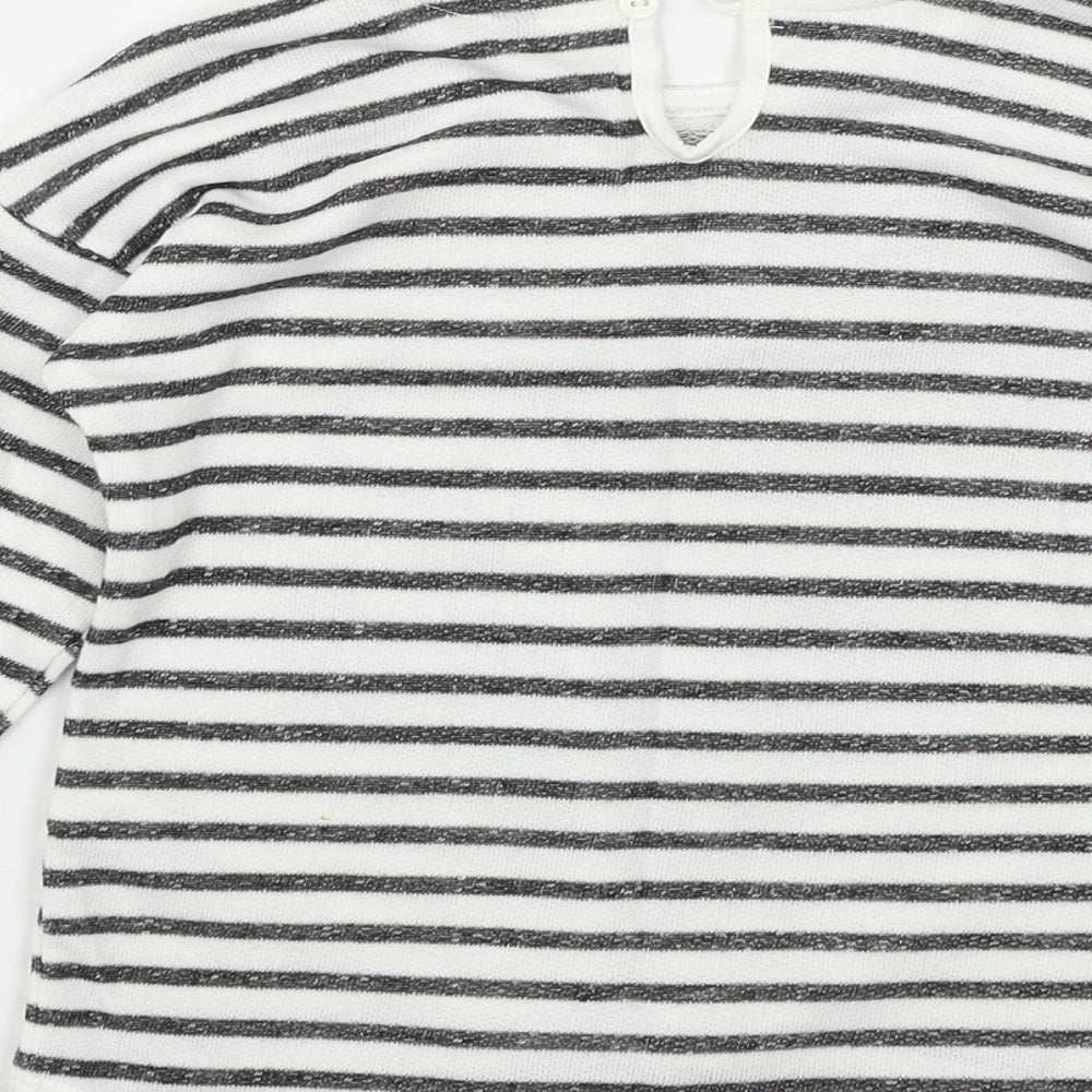 George Girls White Striped  Basic T-Shirt Size 3-4 Years