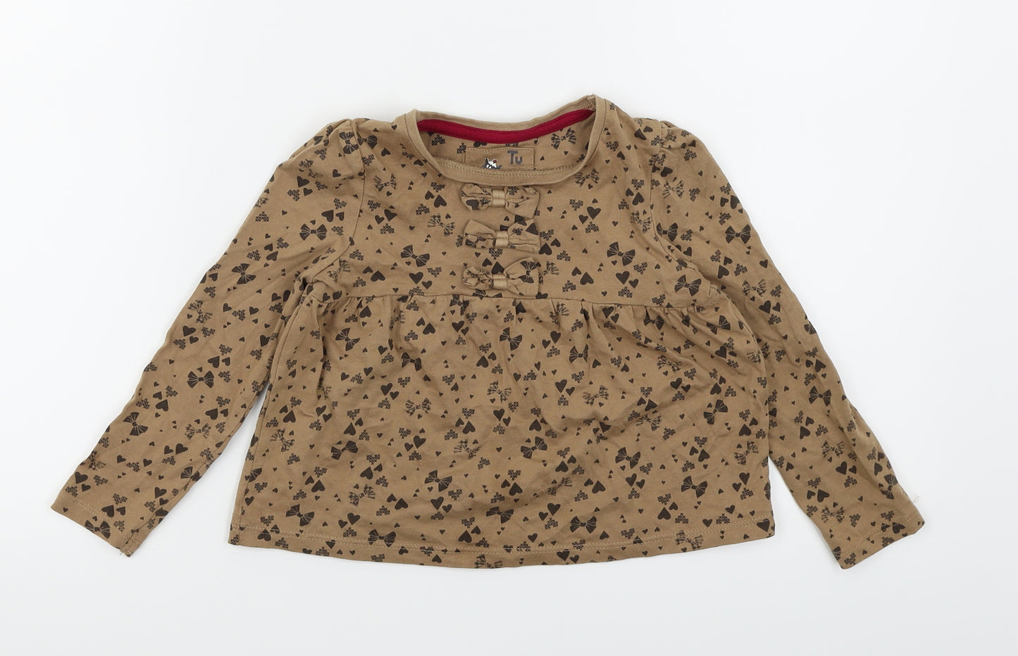 TU Girls Brown   Basic T-Shirt Size 2-3 Years
