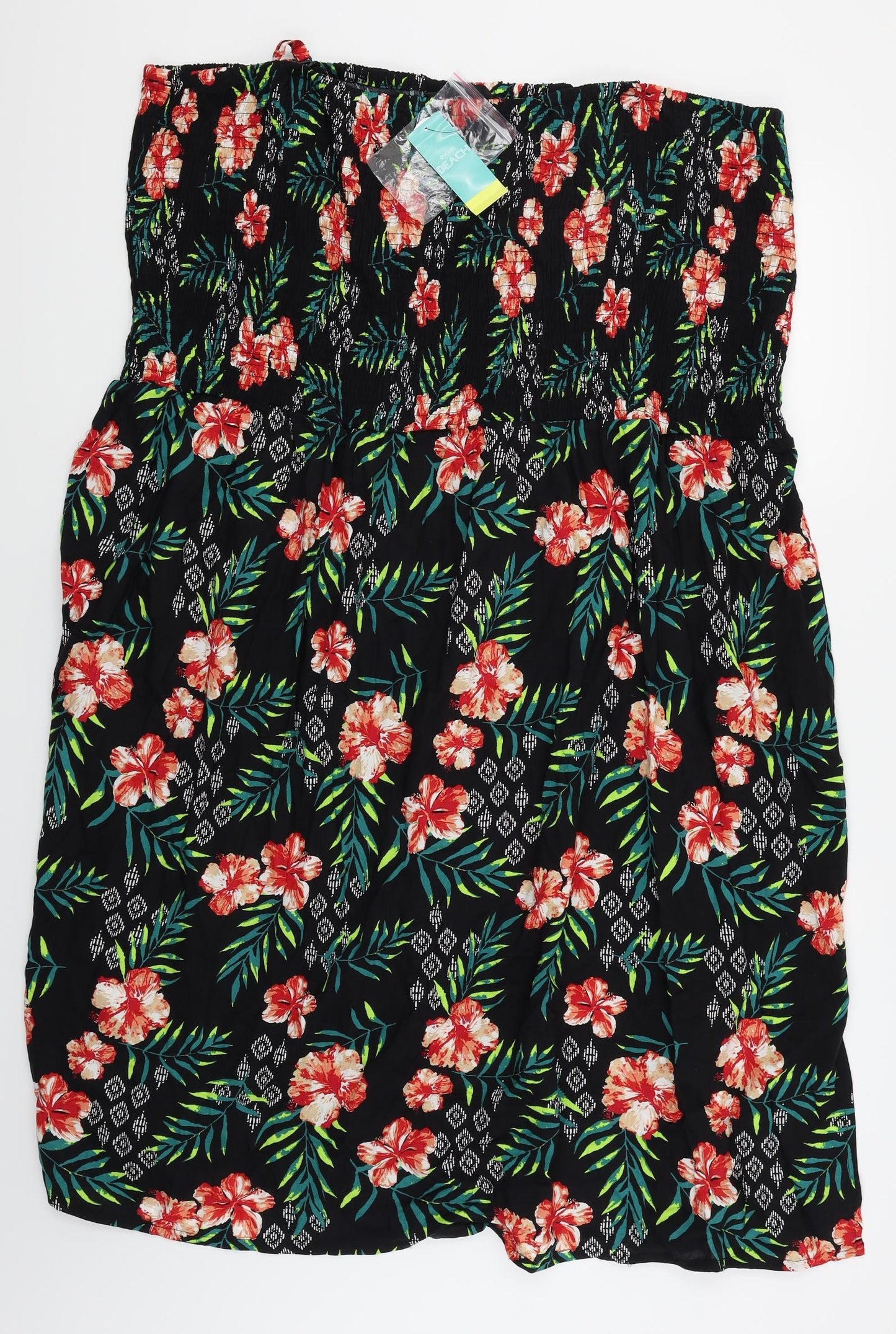 Yours Womens Black Floral  Fit & Flare  Size 34  - Boob Tube Dress