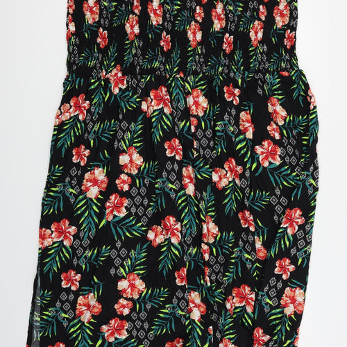 Yours Womens Black Floral  Fit & Flare  Size 34  - Boob Tube Dress