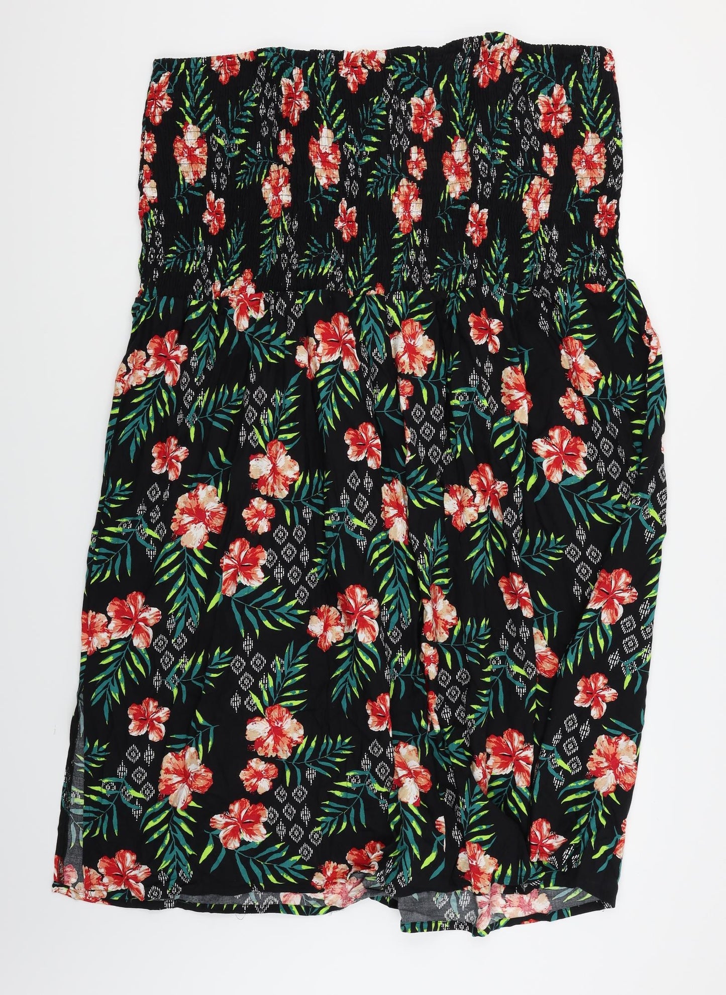 Yours Womens Black Floral  Fit & Flare  Size 34  - Boob Tube Dress
