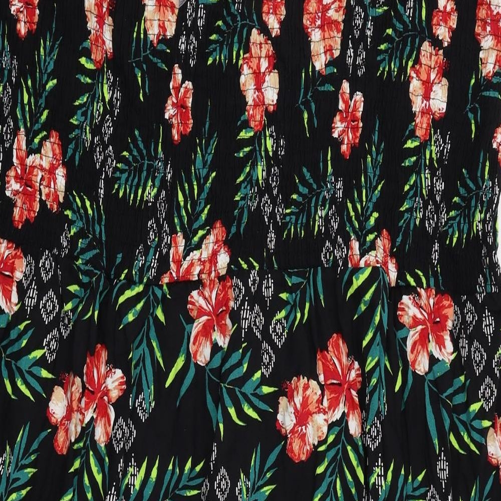 Yours Womens Black Floral  Fit & Flare  Size 34  - Boob Tube Dress