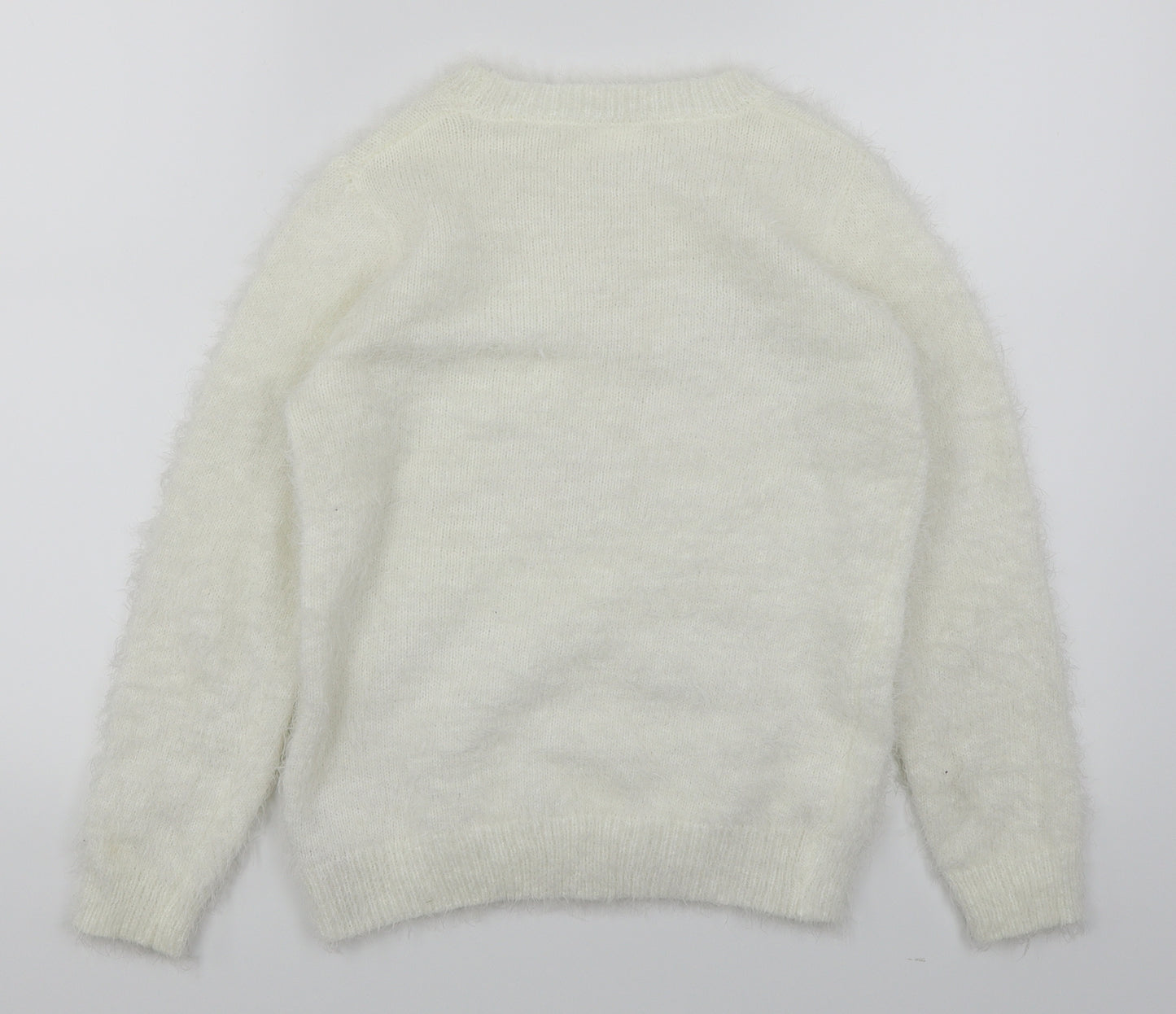 F&F Girls White   Pullover Jumper Size 9-10 Years  - Christmas