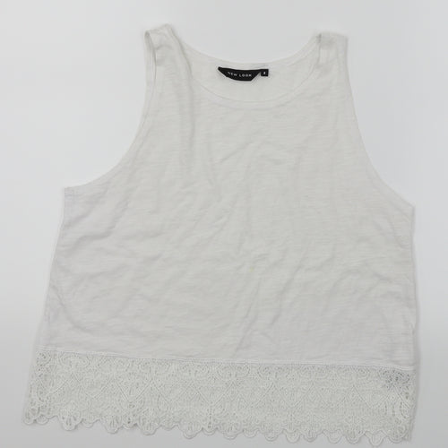 New Look Womens White   Cropped Tank Size 8  - Lace trim