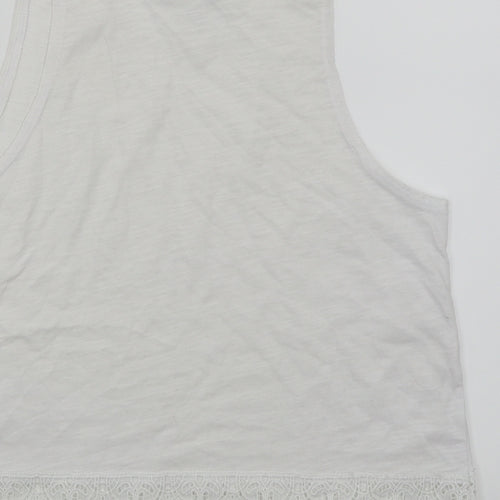 New Look Womens White   Cropped Tank Size 8  - Lace trim