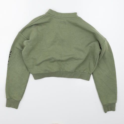 915 Girls Green   Pullover Sweatshirt Size 12-13 Years  - Cropped