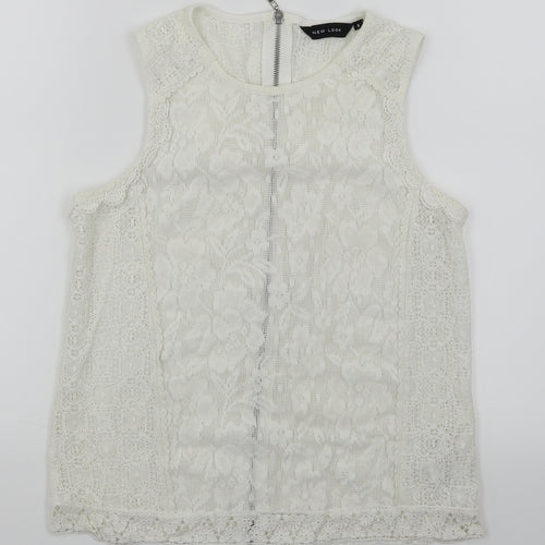 New Look Womens White Floral  Basic Blouse Size 8