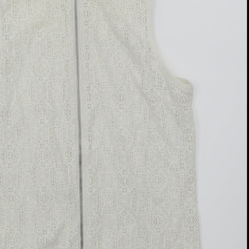 New Look Womens White Floral  Basic Blouse Size 8