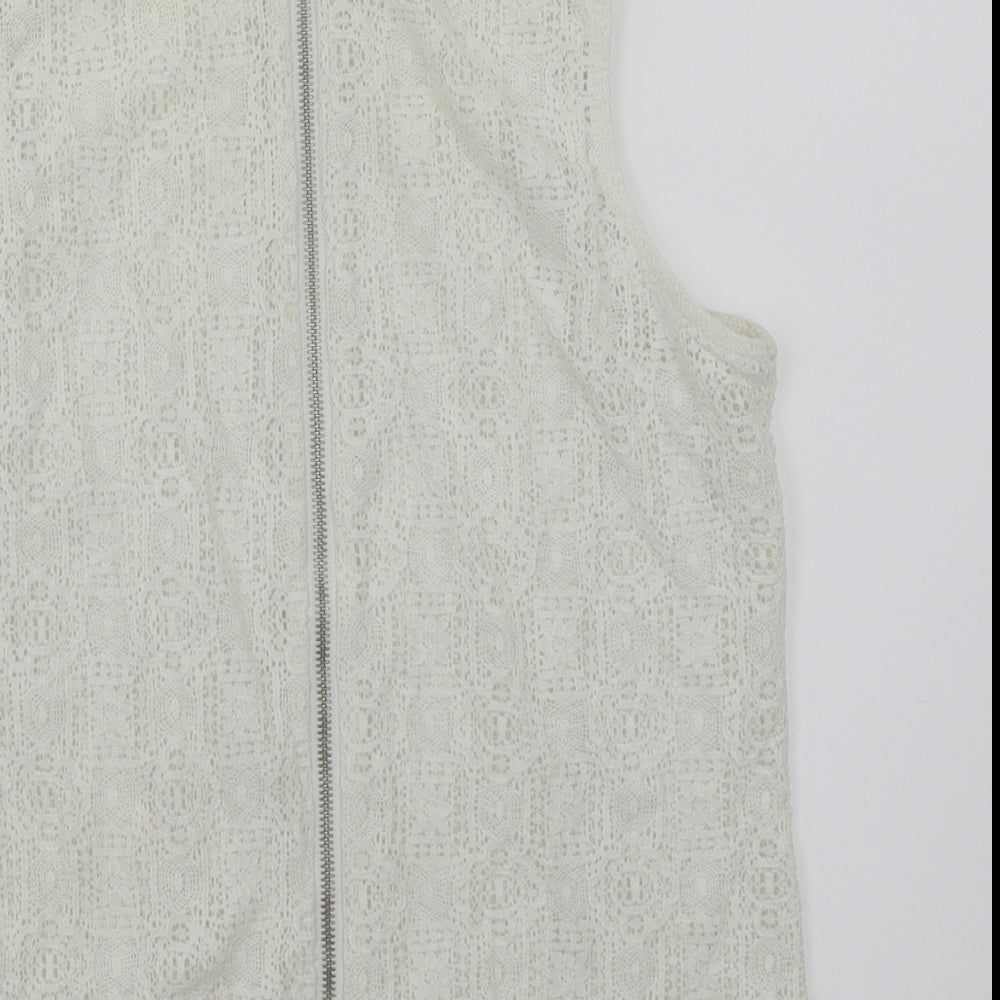 New Look Womens White Floral  Basic Blouse Size 8