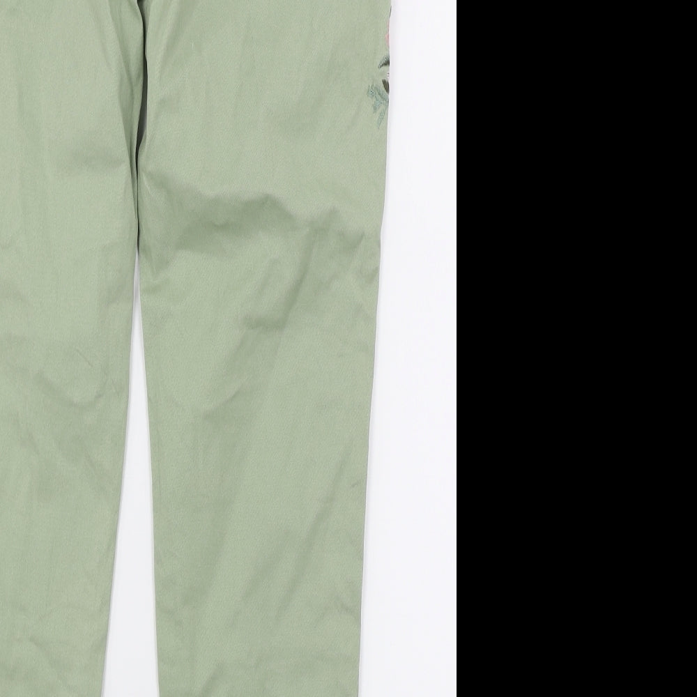 F&F Womens Green Floral Denim Skinny Jeans Size 12 L28 in