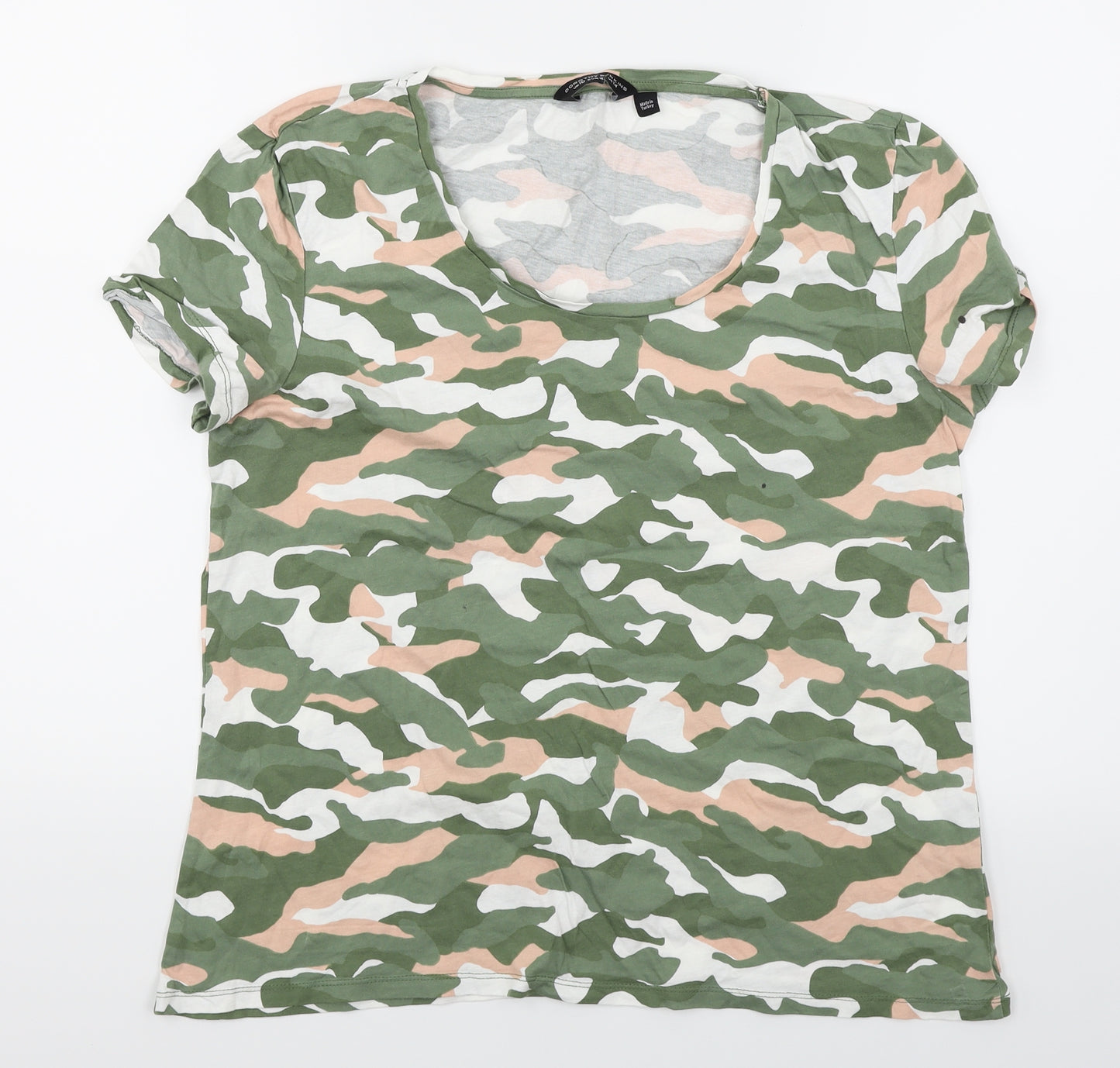 Dorothy Perkins Womens Green Camouflage  Basic T-Shirt Size 14