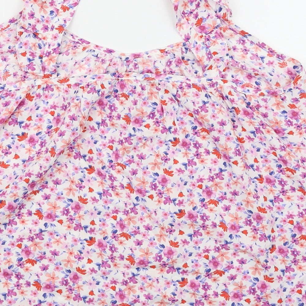 George Womens White Floral  Camisole Blouse Size 12