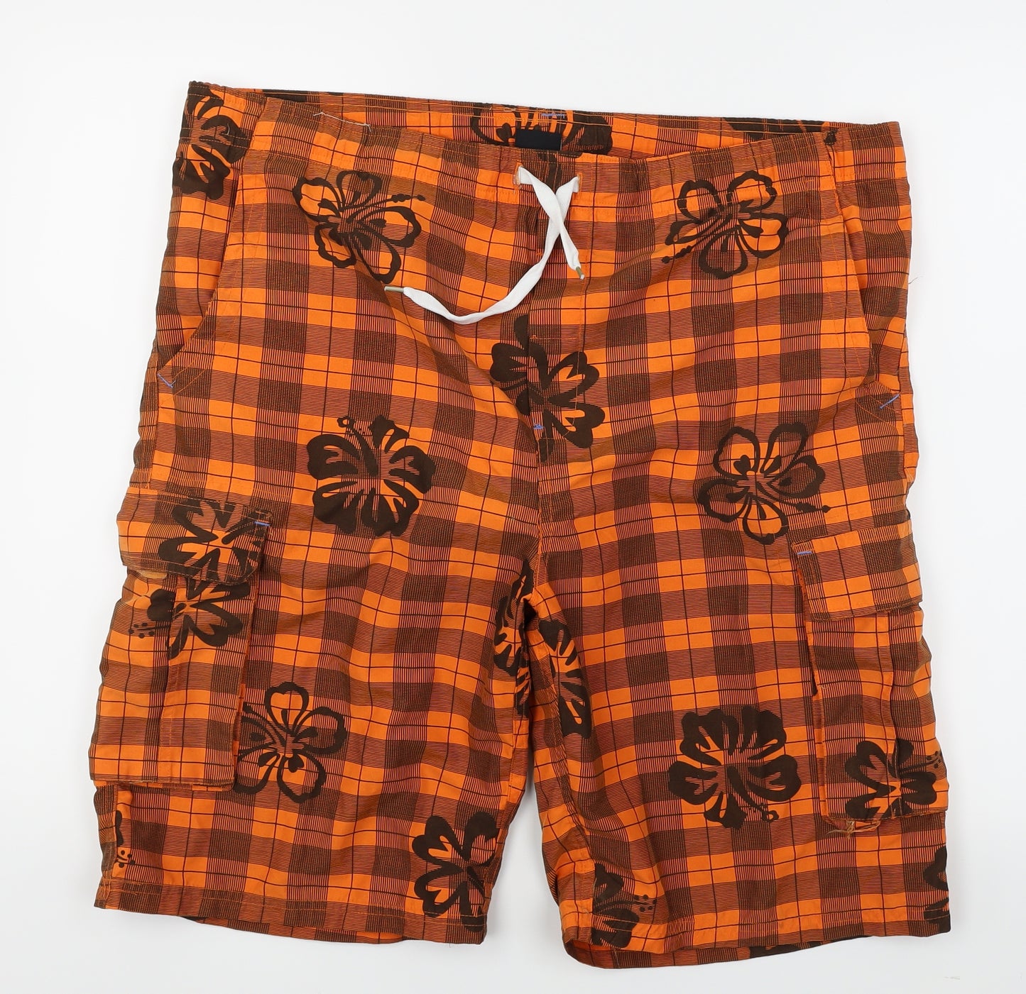 Tridagna Mens Orange Floral  Sweat Shorts Size L