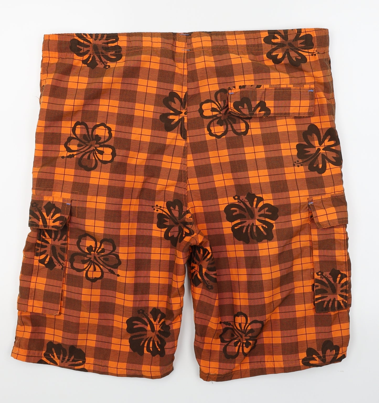 Tridagna Mens Orange Floral  Sweat Shorts Size L