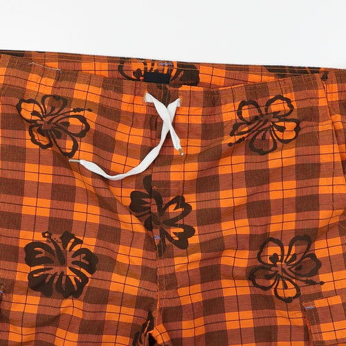 Tridagna Mens Orange Floral  Sweat Shorts Size L