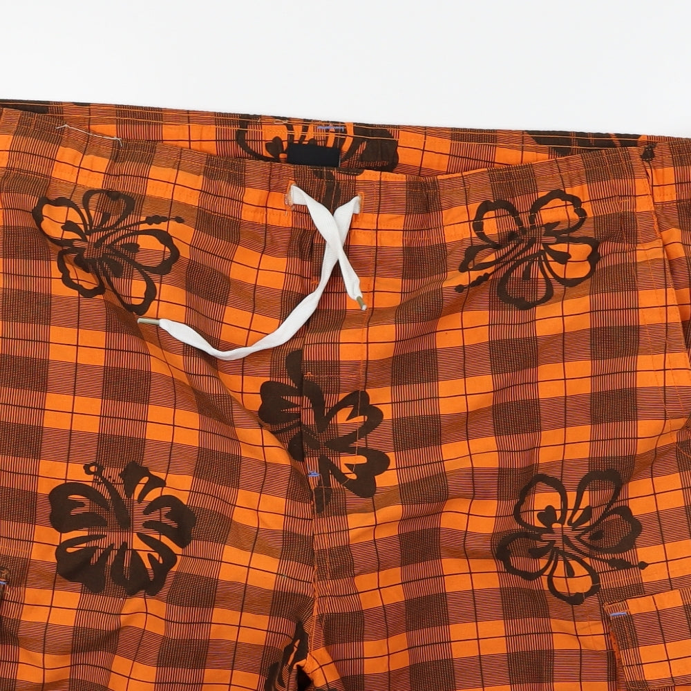 Tridagna Mens Orange Floral  Sweat Shorts Size L