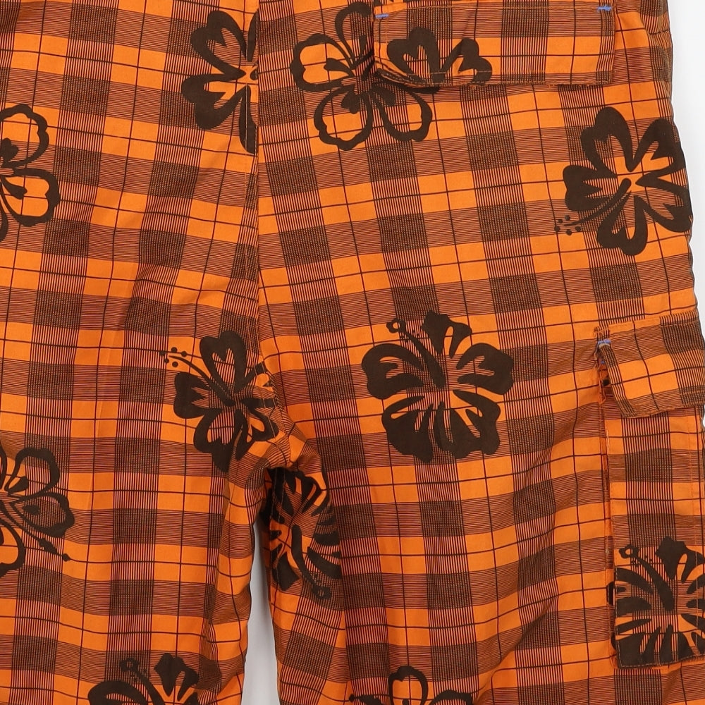 Tridagna Mens Orange Floral  Sweat Shorts Size L