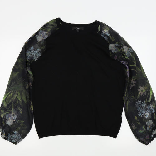 NEXT Womens Black Floral  Basic T-Shirt Size 16