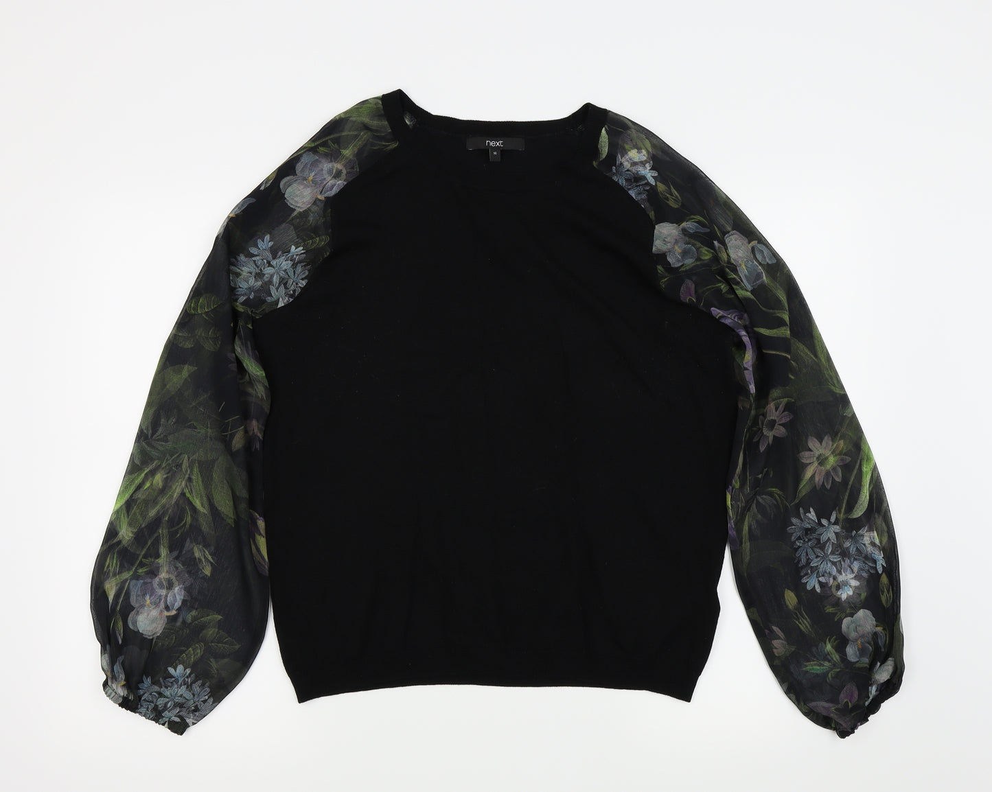 NEXT Womens Black Floral  Basic T-Shirt Size 16