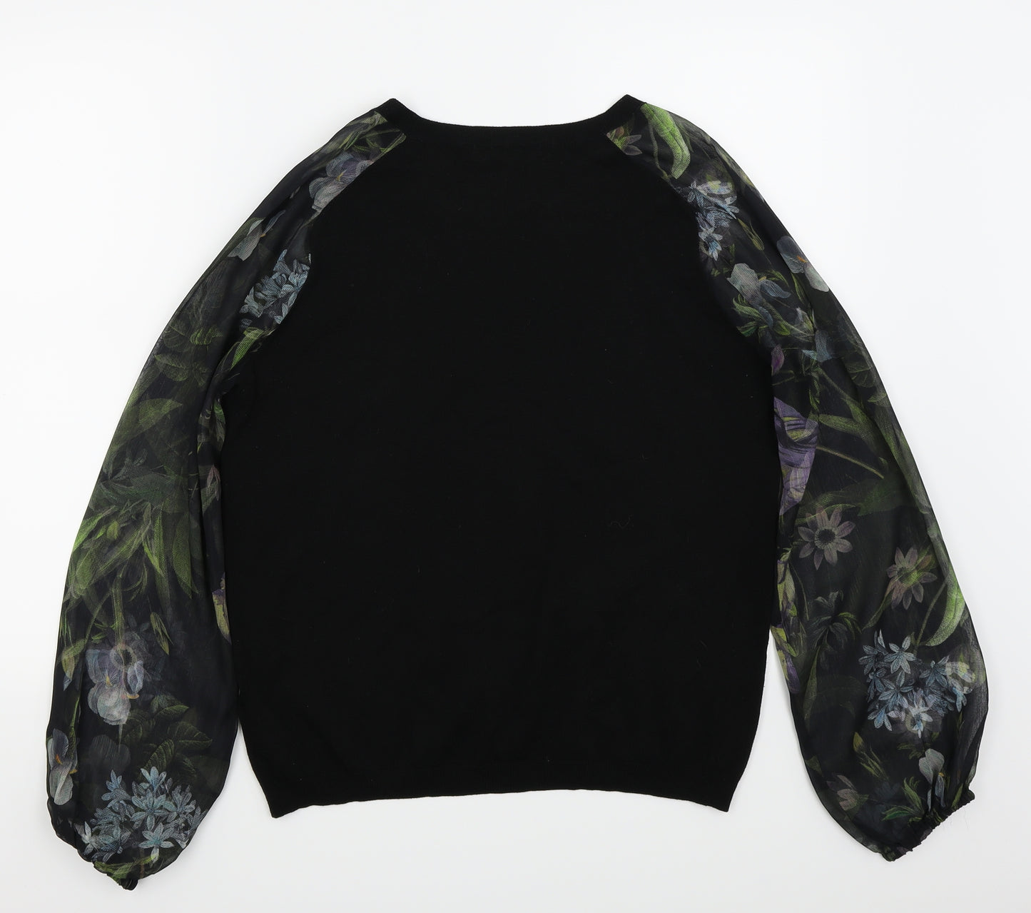 NEXT Womens Black Floral  Basic T-Shirt Size 16