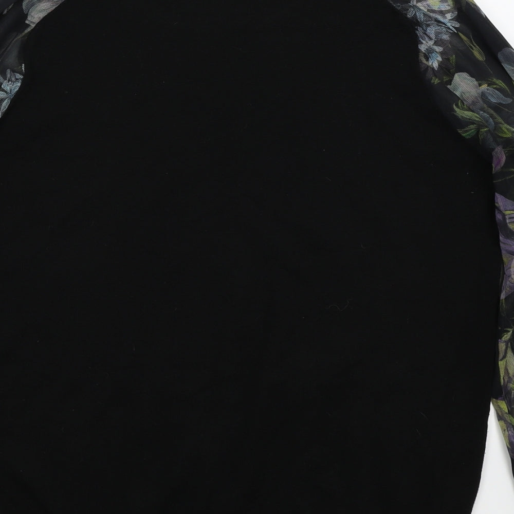 NEXT Womens Black Floral  Basic T-Shirt Size 16