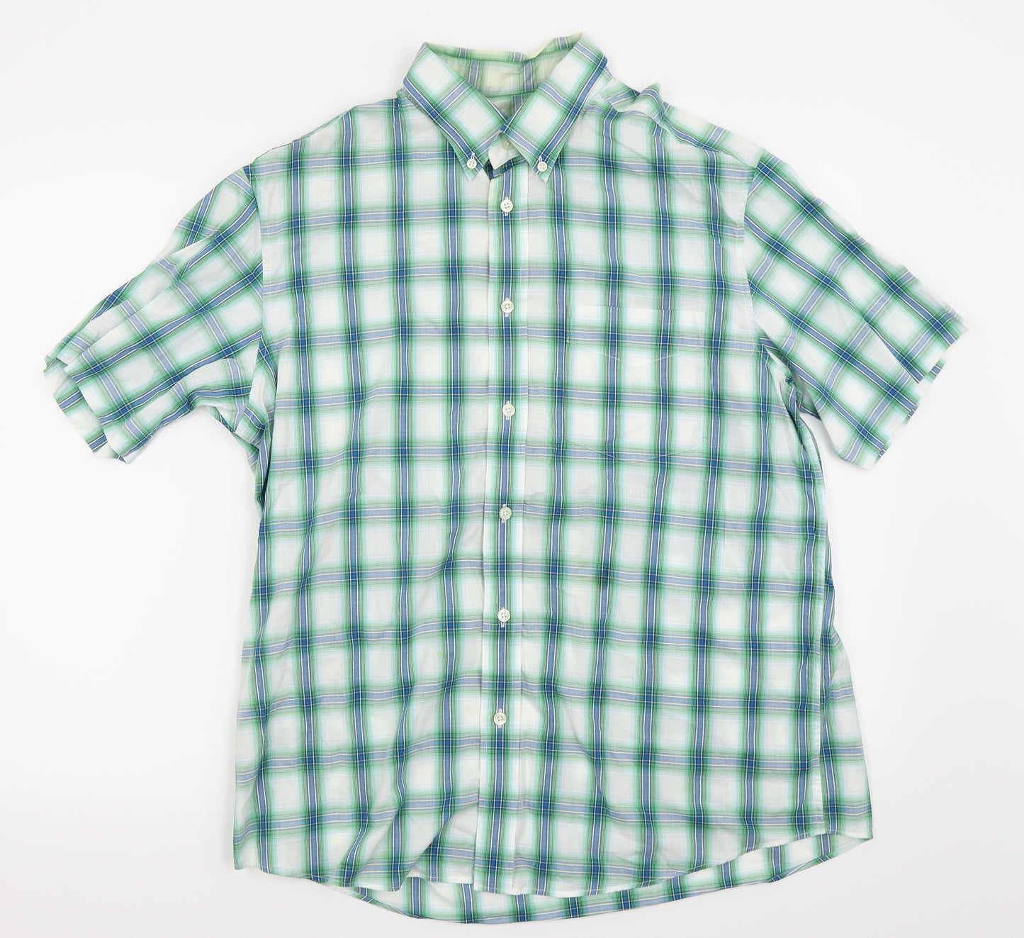 Blue Harbour Mens Green Check   Button-Up Size L