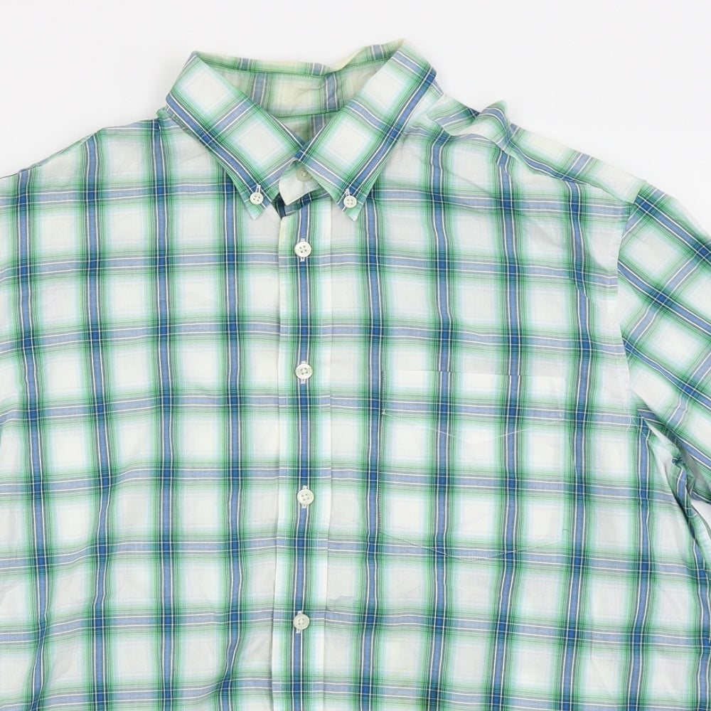 Blue Harbour Mens Green Check   Button-Up Size L