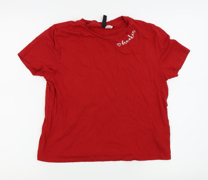 Divided by H&M Womens Red Basic T-Shirt Size M