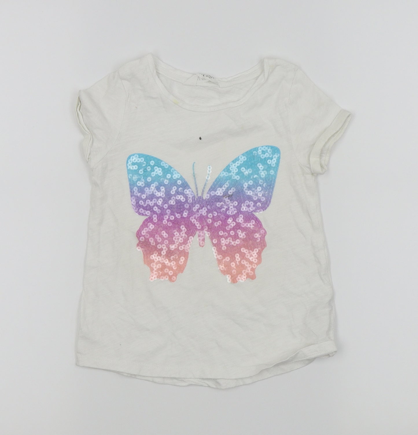 H&M Girls White   Basic T-Shirt Size 5-6 Years