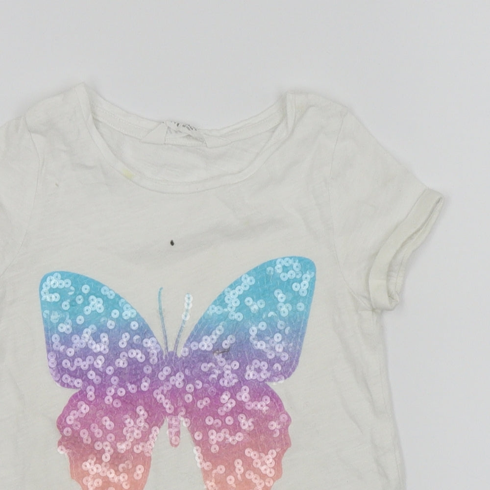 H&M Girls White   Basic T-Shirt Size 5-6 Years