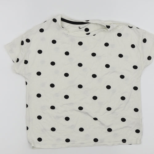 TU kids Girls White Polka Dot  Basic T-Shirt Size 10 Years