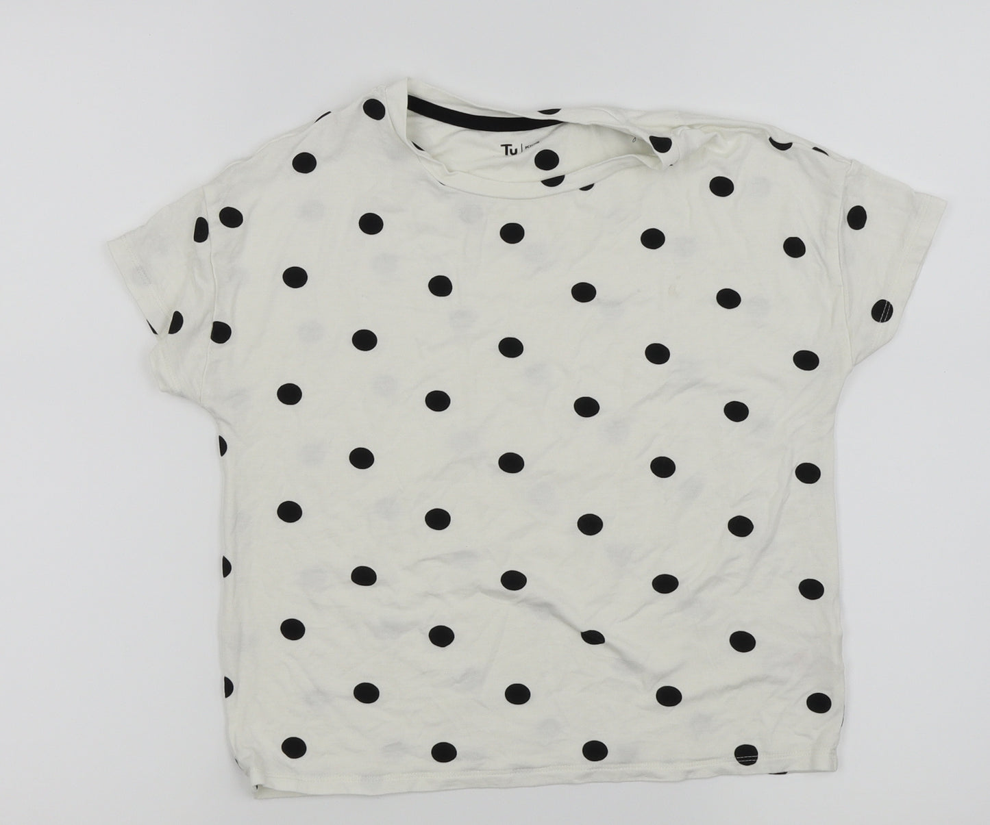 TU kids Girls White Polka Dot  Basic T-Shirt Size 10 Years