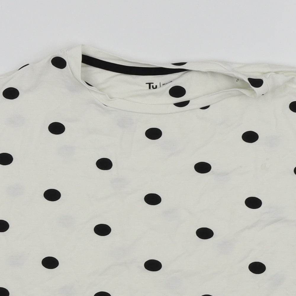 TU kids Girls White Polka Dot  Basic T-Shirt Size 10 Years