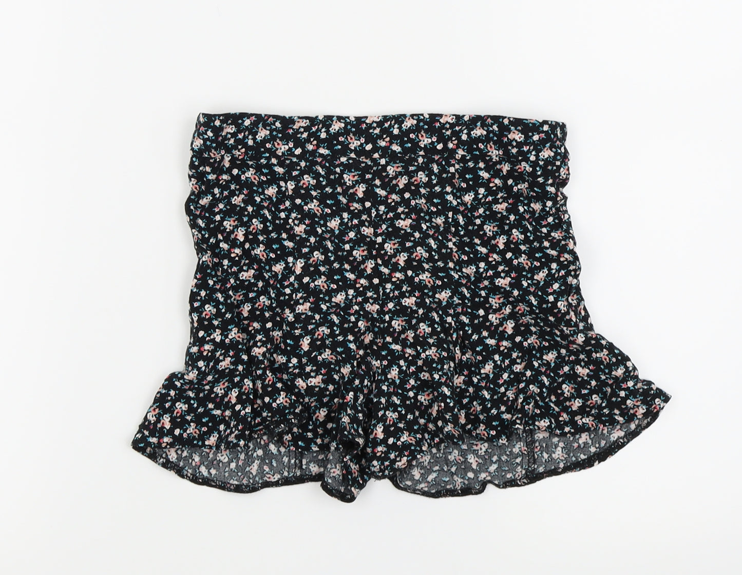 New Look Girls Black Floral  Hot Pants Shorts Size 9 Years