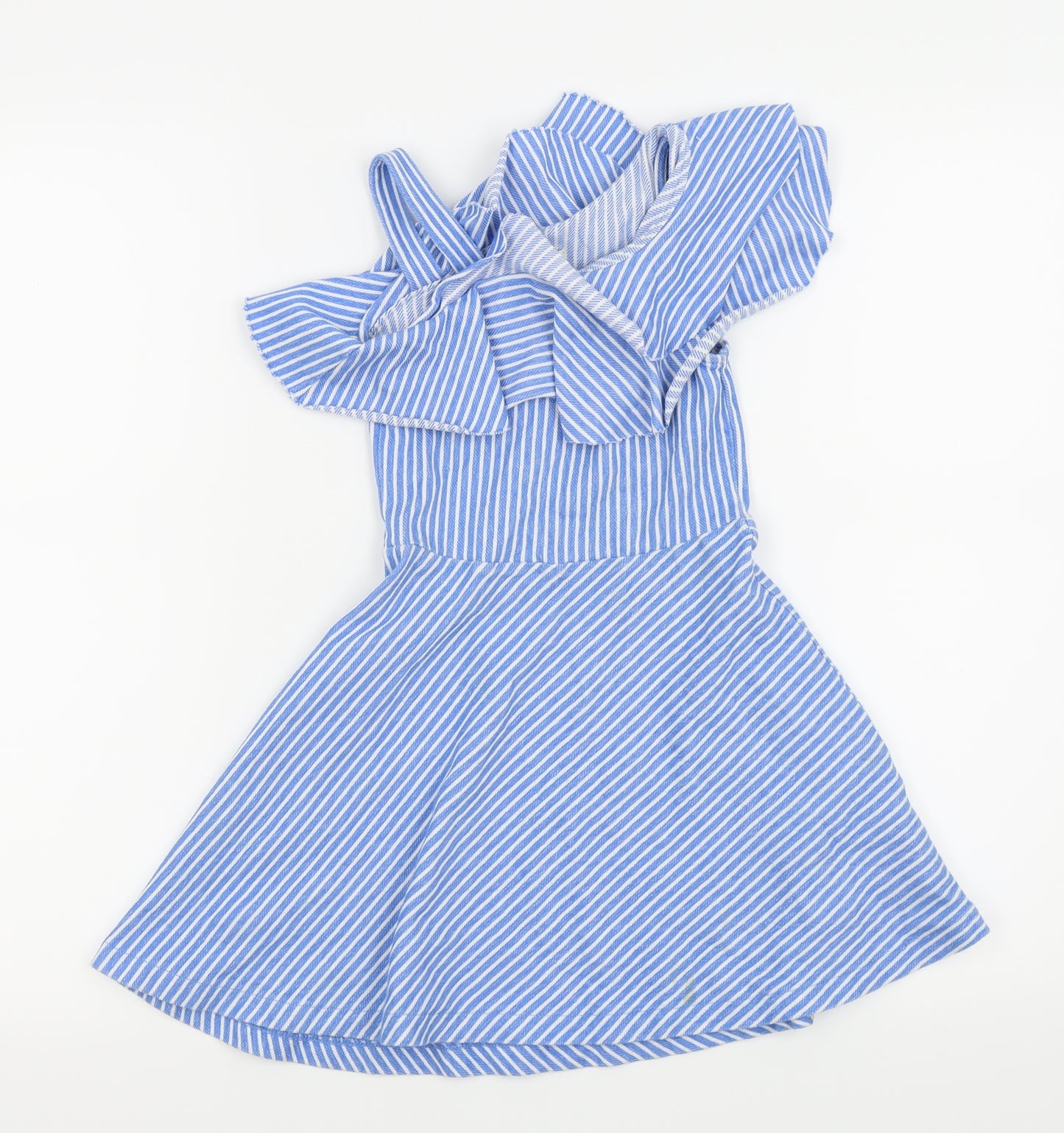 Zara Girls Blue Striped  Fit & Flare  Size 7 Years