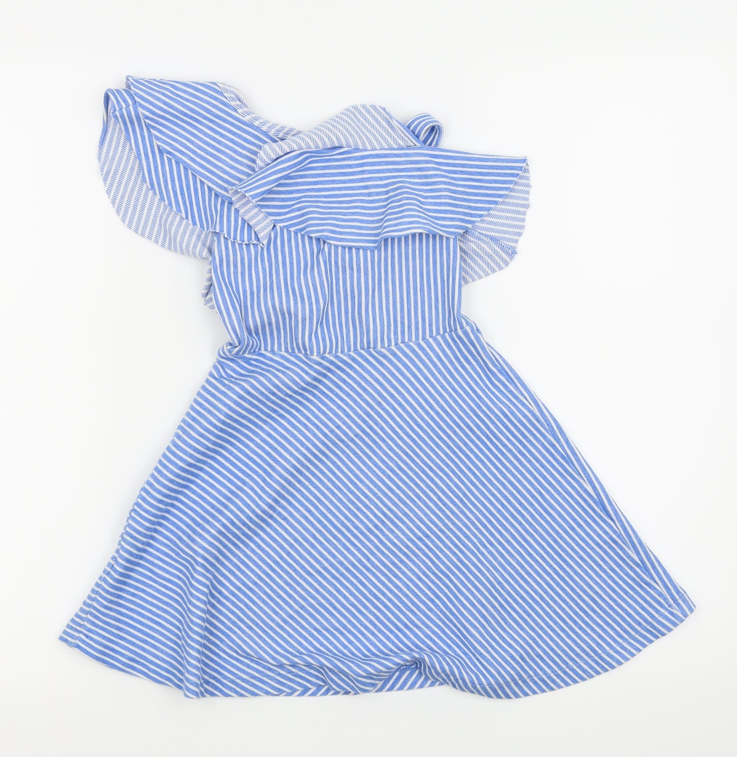Zara Girls Blue Striped  Fit & Flare  Size 7 Years