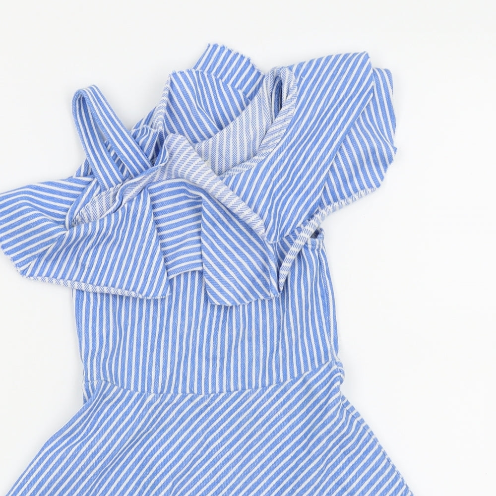 Zara Girls Blue Striped  Fit & Flare  Size 7 Years