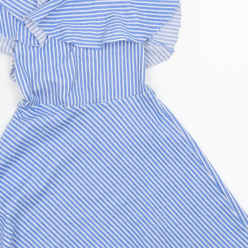 Zara Girls Blue Striped  Fit & Flare  Size 7 Years