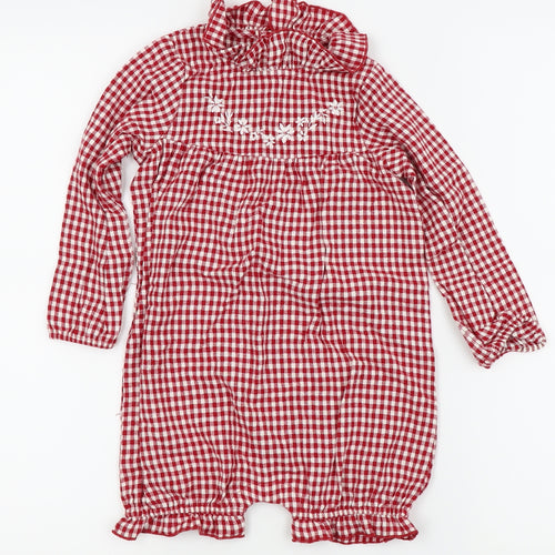 Nutmeg Girls Red Herringbone  Playsuit One-Piece Size 2-3 Years