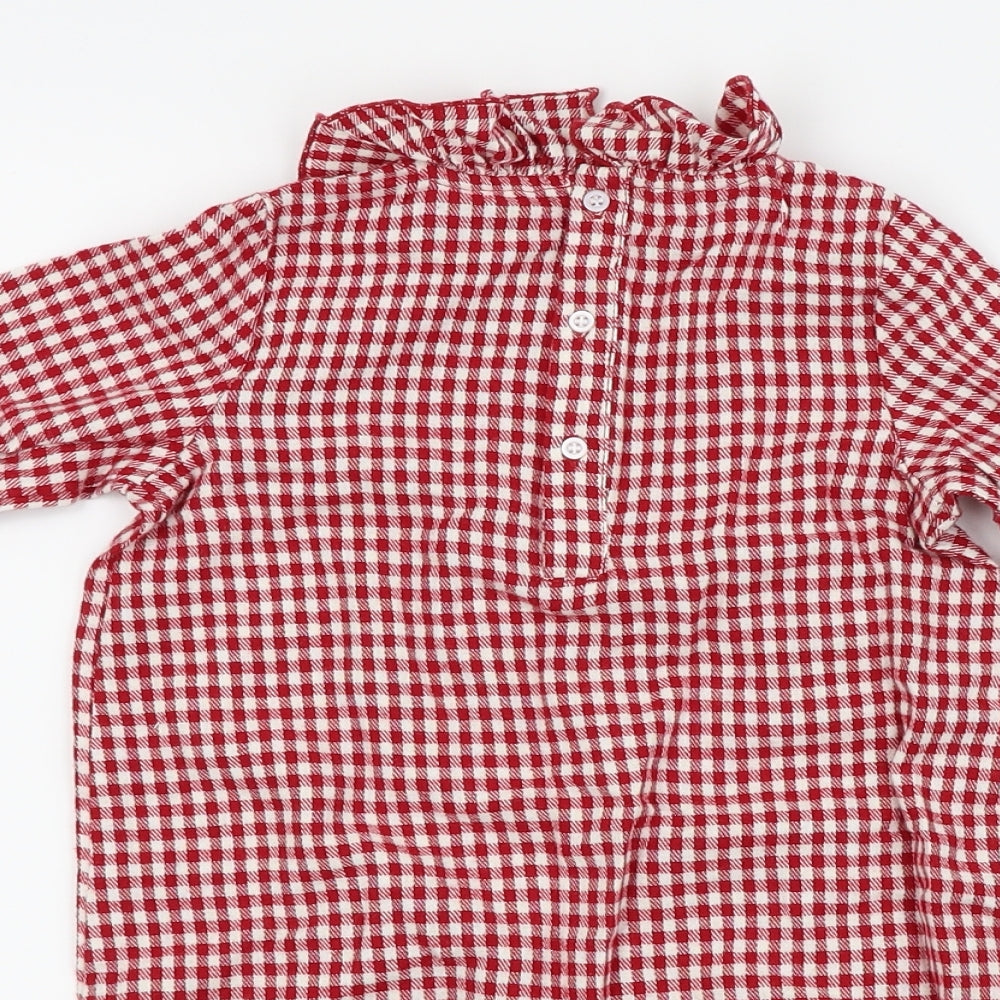 Nutmeg Girls Red Herringbone  Playsuit One-Piece Size 2-3 Years