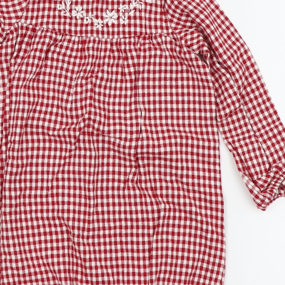 Nutmeg Girls Red Herringbone  Playsuit One-Piece Size 2-3 Years