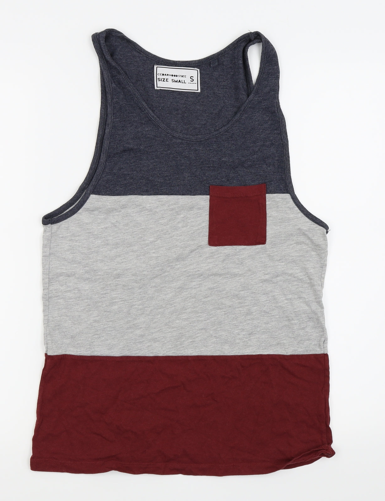 Cedar Wood State Mens Multicoloured Striped   T-Shirt Size S  - tank top