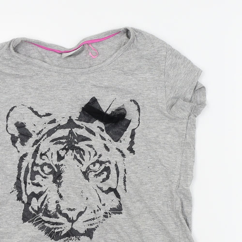 I love girls wear Girls Grey Houndstooth  Basic T-Shirt Size 13 Years